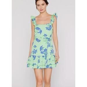 Likely Green & Blue Floral Ruffle Mini Dress - Size‎ 00